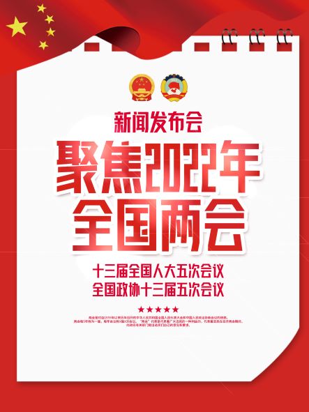 2022聚焦全国两会海报——深入学习贯彻两会精神社区宣传设计海报模板